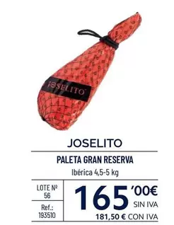 Oferta de Joselito - Paleta Gran Reserva por 165€ en Makro