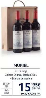 Oferta de Muriel - D.O.Ca Rioja 3 Tintos Crianza por 15,95€ en Makro