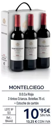 Oferta de Montelciego - D.O.Ca Rioja 3 Tintos Crianza por 10,95€ en Makro