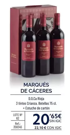 Oferta de Marqués De Cáceres - D.O.Ca Rioja por 20,65€ en Makro