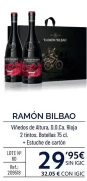 Oferta de Ramón Bilbao - Viñedos De Altura, D.O.Ca. Rioja 2 Tintos. Botellas + Estuche De Cartón por 29,95€ en Makro