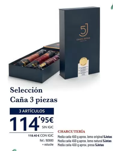 Oferta de 5 Jotas - Selección Caña 3 Piezas Charcuteria por 114,95€ en Makro