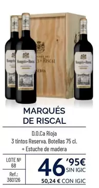 Oferta de Marqués De Riscal - D.O.Ca Rioja por 46,95€ en Makro