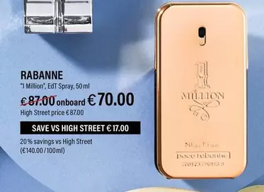 Oferta de Rabanne - "1 Million", EdT Spray por 70€ en Ryanair