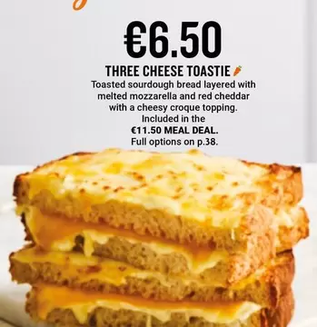 Oferta de Three Cheese Toastie por 6,5€ en Ryanair