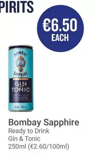 Oferta de Bombay Sapphire - Ready To Drink Gin & Tonic por 6,5€ en Ryanair