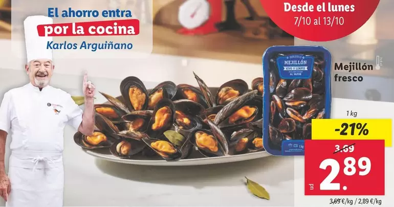 Oferta de Mejillón Fresco por 2,89€ en Lidl