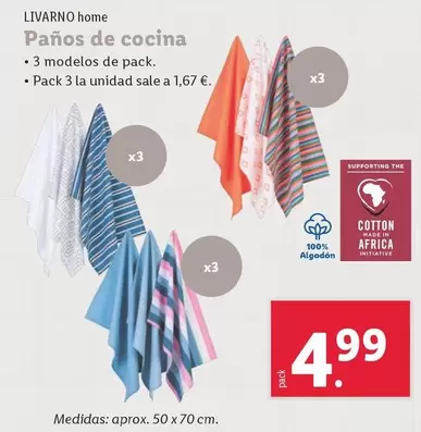 Oferta de Livarno Home - Paños De Cocina por 4,99€ en Lidl