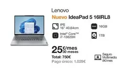 Oferta de Lenovo - Nuevo Ideapad 5 16irl8 por 25,3€ en Orange