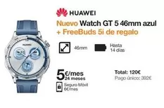 Oferta de Huawei - Watch GT 5 46mm Azul + Free Buds por 392€ en Orange