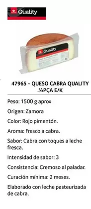 Oferta de Quality - Queso Cabra  en Gros Mercat