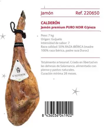 Oferta de Calderón - Jamón Premium Puro Noir  en Gros Mercat