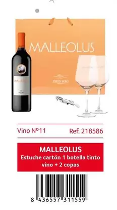 Oferta de Malleolus - Tinto Vino + 2 Copas en Gros Mercat