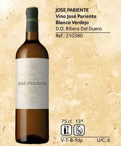 Oferta de José Pariente - Vino  Blanco Verdejo D.O. Ribera Del Duero en Gros Mercat