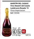 Oferta de Maestri Del Casale - Vino Lambrusco Rosado en Gros Mercat