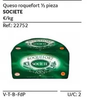 Oferta de Societe - Queso Roquefort 1/2 Pieza en Gros Mercat