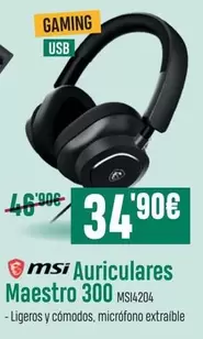 Oferta de MSI - Auriculares Maestro 300 MSI4204  por 34,9€ en PCBox