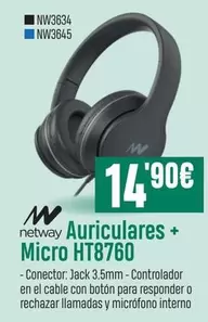 Oferta de Netway - Auriculares + Micro HT8760 por 14,9€ en PCBox