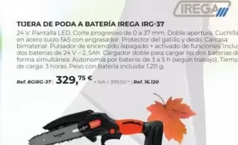 Oferta de Irega - Tijera De Poda A Batería IRG-37 por 329,75€ en Coferdroza