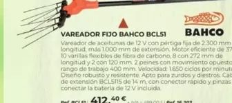 Oferta de Bahco - Vareador Fijo  BCL51 por 412,4€ en Coferdroza