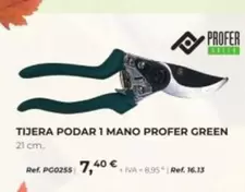 Oferta de Profer Green - Tijera Podar 1 Mano  por 7,4€ en Coferdroza