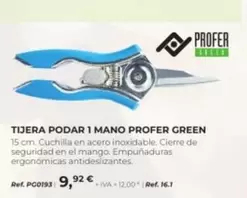 Oferta de  Profer Green - Tijera Podar 1 Mano por 9,92€ en Coferdroza