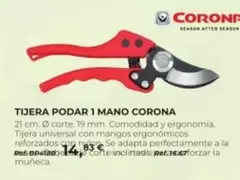 Oferta de Corona - Tijera Podar 1 Mano por 14,83€ en Coferdroza