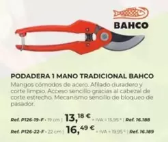 Oferta de Bahco - Podadera 1 Mano Tradicional por 13,18€ en Coferdroza