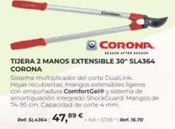 Oferta de Corona - Tijera 2 Manos Extensible 30" SL4364 por 47,89€ en Coferdroza