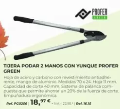 Oferta de Profer Green - Tijera Podar 2 Manos Con Yunque  por 18,97€ en Coferdroza