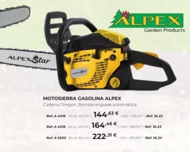 Oferta de Alpex - Motosierra Gasolina por 144,63€ en Coferdroza