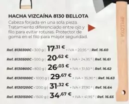 Oferta de Hacha Vizcaína 8130 por 17,31€ en Coferdroza