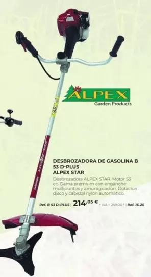 Oferta de Alpex Star - Desbrozadora De Gasolina B 31 D-Plus por 214,05€ en Coferdroza