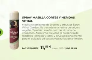 Oferta de Vithal - Spray Masilla Cortes Y Heridas por 11,53€ en Coferdroza