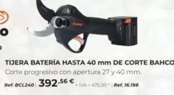 Oferta de Bahco - Tijera Batería Hasta 40 Mm De Corte por 392,56€ en Coferdroza