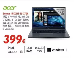 Oferta de Acer - Extensa 15 EX215-55-37QA por 399€ en Zbitt