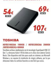 Oferta de Toshiba - HDTB510EK3AA 1000GB/ HDTB520EK3AA 2000GB/ HDTB540EK3CA 4000GB por 54€ en Zbitt