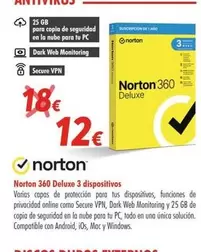 Oferta de Norton - 360 Deluxe 3 Dispositivos por 12€ en Zbitt