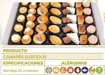 Oferta de Canapés Surtidos Especificaciones en CashDiplo