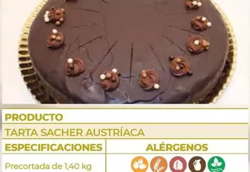 Oferta de Tarta Sacher Austriaca Especificaciones en CashDiplo