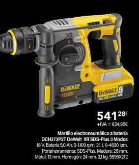 Oferta de Dewalt - Martillo Electroneumático A Batería DCH273P2T XR SDS-Plus 3 Modos por 541,28€ en Cadena88