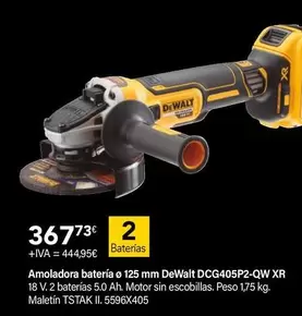 Oferta de Dewalt - Amoladora Batería Ø 125 Mm DCG405P2-QW XR por 367,73€ en Cadena88