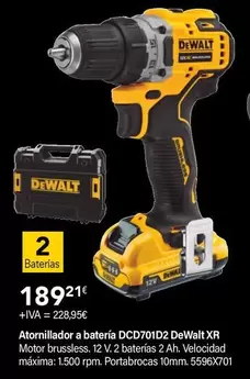 Oferta de Dewalt - Atornillador A Batería DCD701D2  por 189,21€ en Cadena88