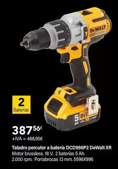 Oferta de Dewalt - Taladro Percutor A Bateria DCD996P2 XR por 387,56€ en Cadena88