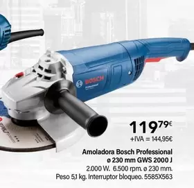 Oferta de Bosch - Amoladora Profesional 230 Mm Gws 2000 J por 119,79€ en Cadena88