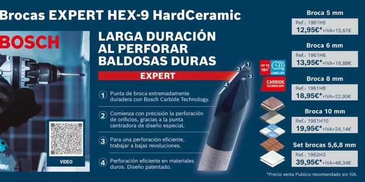 Oferta de Bosch - Larga Duración Al Perforar Baldosas Duras por 12,95€ en Cadena88