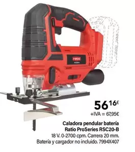 Oferta de Ratio - Caladora Pendular Batería Proseries RSC20-B por 56,16€ en Cadena88