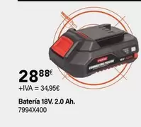 Oferta de Ratio - Batería 18V. 2.0 Ah. por 28,88€ en Cadena88