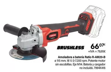 Oferta de Ratio - Amoladora A Batería R-AM20-B por 66,07€ en Cadena88