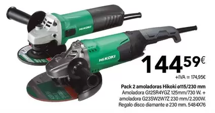 Oferta de Hikoki - Pack 2 Amoladoras Ø115/230 Mm por 144,59€ en Cadena88